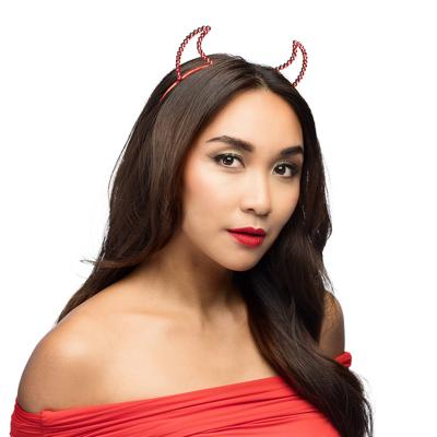 Duivel hoorntjes - rood - kunststof - Halloween thema - dames - diadeem - tiara - glitters