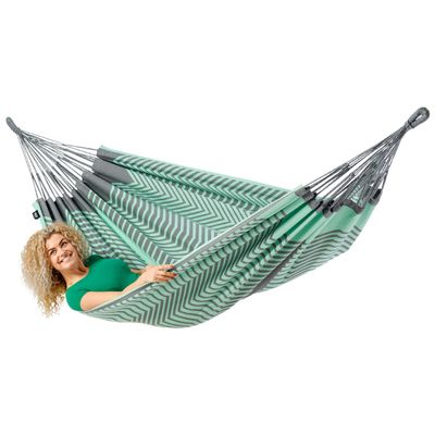 Tweepersoons hangmat - 350x160cm - Groen - 160kg draagkracht- 100% katoen - binnen & buiten