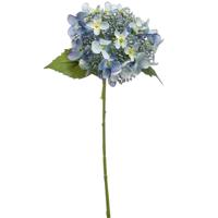 Kunstbloem Hortensia tak - 50 cm - licht blauw - kunst zijdebloem - Hydrangea - decoratie bloem