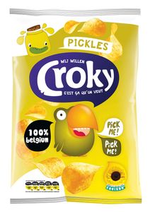 Croky chips pickles, zakje van 100 gram