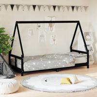 Kinderbedframe 80x200 cm massief grenenhout zwart