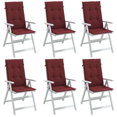 VidaXL Stoelkussens 6 st hoge rug 120x50x4 cm stof gemêleerd wijnrood