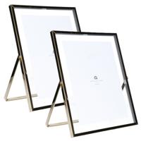 Giftdecor Fotolijstje voor 15 x 20 cm foto - 2x - goud - metaal - Modern - frame 20 x 25 cm - staand