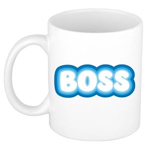 Bellatio Decorations Cadeau mok voor baas - blauw - grappig - keramiek - 300 ml - boss - feest mokken