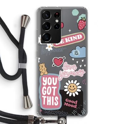 Positivity: Samsung Galaxy S21 Ultra Transparant Hoesje met koord