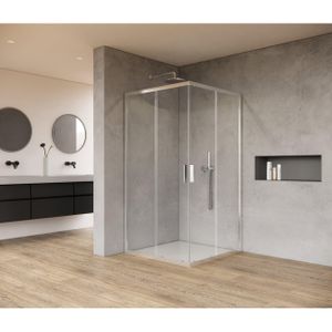 Saniclass Casus Douchecabine - 80x80x200cm - hoekinstap - helder glas - profiel - chroom SW773916