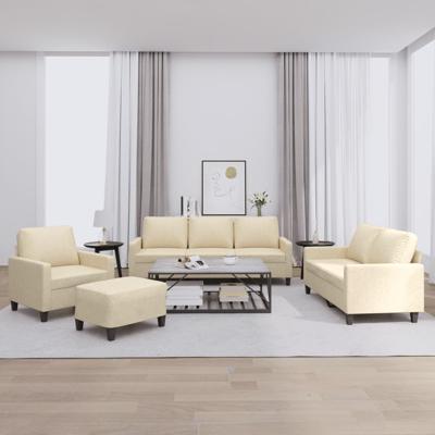 4-delige Loungeset met kussens stof crèmekleurig