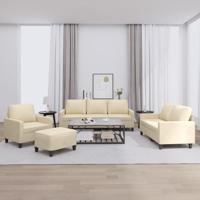 4-delige Loungeset met kussens stof crèmekleurig