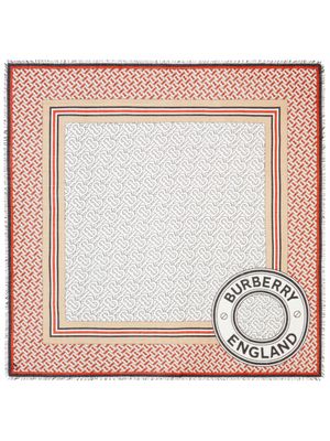 Burberry grand foulard carré à motif monogrammé - Rouge
