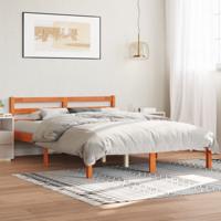 Bedframe zonder matras massief grenenhout wasbruin 120x190 cm