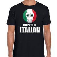 Italie emoticon Happy to be Italian landen t-shirt zwart heren