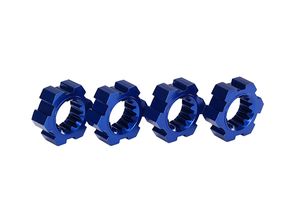 Wheel hubs, hex, aluminum (blue-anodized) (4) (TRX-7756X)