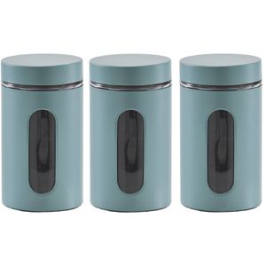 5x Eucalyptus groene voorraadblikken/potten met venster 900 ml