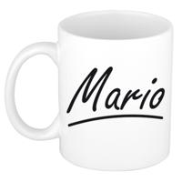 Mario Naam koffiemok - beker - met sierlijke letters - wit - 300 ml - Cadeau - Heren