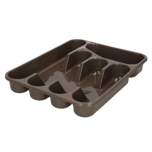 Bestekbak/keuken Organizer - 5-Vaks - Bruingrijs - 33,5 x 26,5 x 3,5 cm