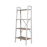 Wandkast Stoer metaal hout industrieel design open boekenkast 137 cm hoog wit - thumbnail