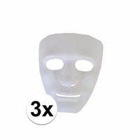 Witte gezichtsmaskers spook 3 stuks   -
