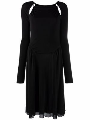 Ferragamo robe mi-longue à découpes - Noir