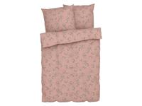 LIVARNO home Microfiber satijnen beddengoed, ademend, 200 x 200 cm (Let op: LV OSNL) (Roze olijfbladeren)