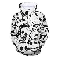 De nachtmerrie voor Kerstmis Jack Skellington Trui met capuchon Cartoon Manga Anime 3D Voorvak Grafisch Kangoeroe zak Voor Voor Stel Voor heren Dames Volwassenen Halloween Carnaval Maskerade 3D Lightinthebox