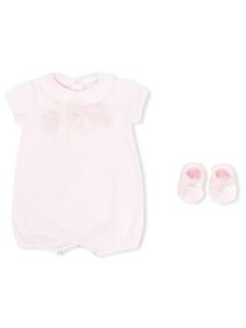 La Perla Kids trousseau de naissance à appliques fleurs - Rose