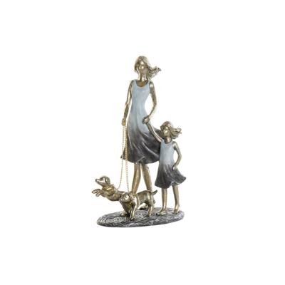 Decoratieve figuren DKD Home Decor 16 x 9,5 x 24 cm Blauw Gouden Familie