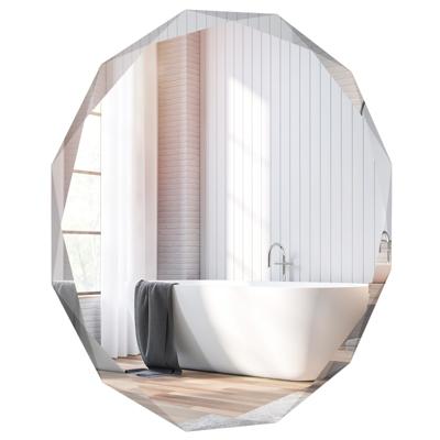 Frameloze Wandspiegel Decoratieve Spiegel 76 cm Explosieveilig Unieke Afgeschuinde Randen Zilver Gepolijst voor Badkamer Hal