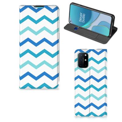 OnePlus 8T | Hoesje met Magneet | Zigzag Blauw
