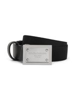 Dolce & Gabbana Kids ceinture en cuir à plaque logo - Noir - thumbnail