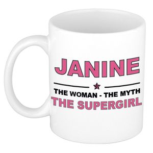 Janine The woman, The myth the supergirl cadeau koffie mok / thee beker 300 ml