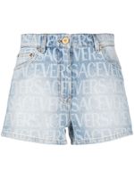 Versace short en jean à logo imprimé - Bleu - thumbnail