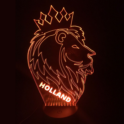 3D LED LAMP - Oranje Leeuw - Holland 2 - Ontwerp-zelf.nl