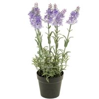 Lila paarse lavendel Lavandula kunstplant in kunststof pot 28 cm - thumbnail