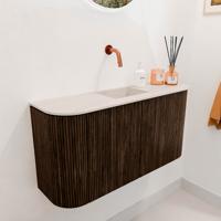 Toiletmeubel Mondiaz Joya Dlux | 83.2 cm | Meubelkleur Walnut | Faye wastafel Meli Wasbak Midden | Zonder kraangat(en) Toiletmeubel Mondiaz Joya Dlux | 83.2 cm | Meubelkleur Walnut | Faye wastafel Meli Wasbak Midden | Zonder kraangat(en)
