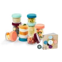 Babymoov Babybols - 8 glazen voorraadpotten 120 & 240 ml - Luchtdicht - Inclusief biologisch receptenboekje