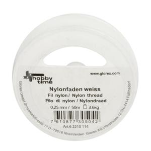 Glorex hobby Nylon draad - wit - 0.25 mm x 50 meter