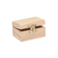 Houten schatkistje met sluiting en deksel - 8 x 5 x 4 cm - Sieraden/spulletjes/sleutels