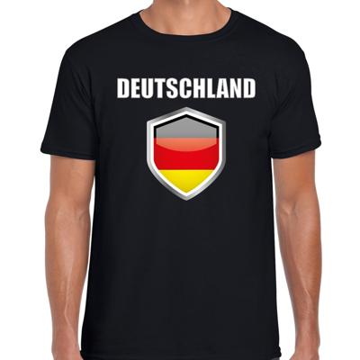 Duitsland vlag thema landen t-shirt - zwart - voor heren - Supporters kleding - korte mouwen