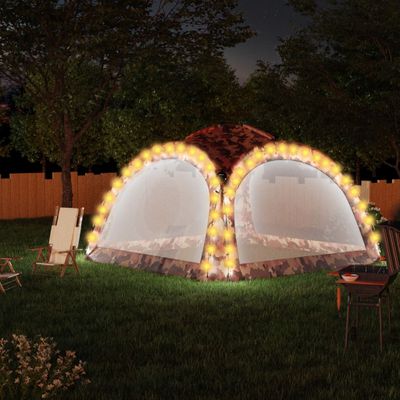 VidaXL Partytent met led en 4 zijwanden 3,6x3,6x2,3 m camouflage