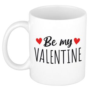 Be my valentine cadeau mok / beker wit voor Valentijnsdag 300 ml     -