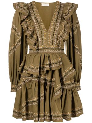 Ulla Johnson robe courte Anais à broderies - Vert
