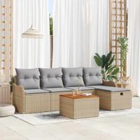 Tuinbankenset met kussen met opslag 6 pcs Beige poly rattan