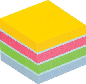 Post-it Notes mini kubus, 400 vel, ft 51 x 51 mm, geassorteerde kleuren, op blister