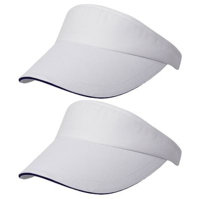 2x stuks zonneklep sport wit/donkerblauw voor volwassenen