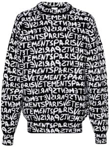 VETEMENTS pull en laine à logo intarsia - Noir