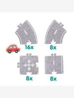 40-delige vilt wegenbouwset met houten auto voor kinderen SES Creative grijs