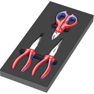 Wera 9781 Schuimrubberen inzetstuk met KNIPEX tangen Set 2, 3-delig tangenset in schuiminzet voor werkplaatswagen