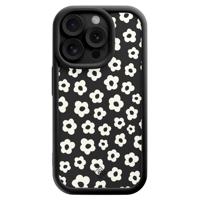 iPhone 14 Pro zwarte case - Retro bloempjes