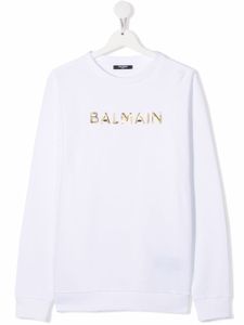 Balmain Kids sweat à logo imprimé - Blanc