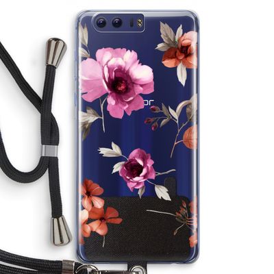 Geschilderde bloemen: Honor 9 Transparant Hoesje met koord